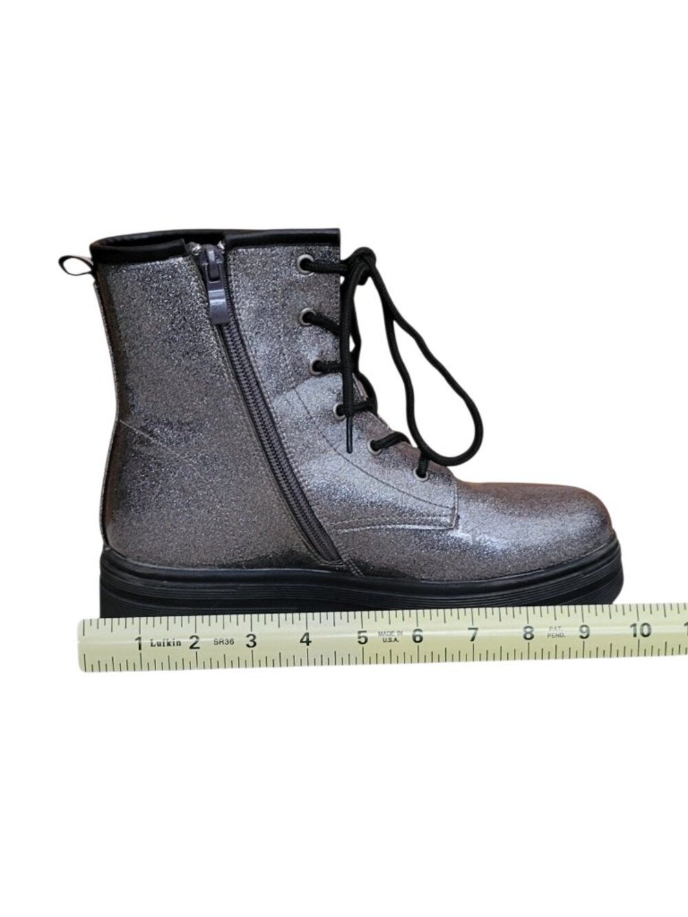Patrizia Poweress Chunky Platform Gunmetal Metallic Combat Boots EU 36/US 6 - Picture 8 of 12